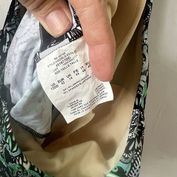 MIRACLESUIT Women 12DD Swim Tankini Ruffle Green Tiered Resort Beach Vacation - Picture 5 of 10